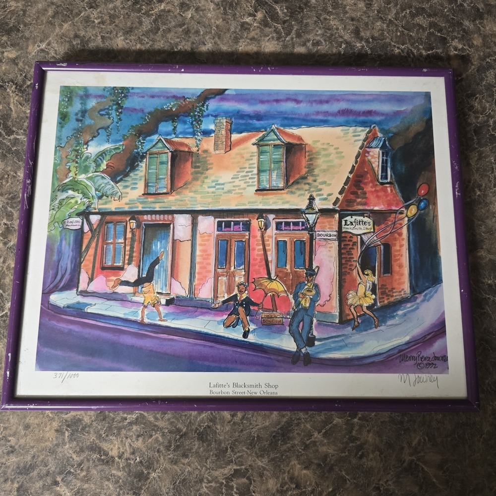 Lafitte's Blacksmith Shop New Orleans Signed Numbered Print 371/1000 1992 Framed